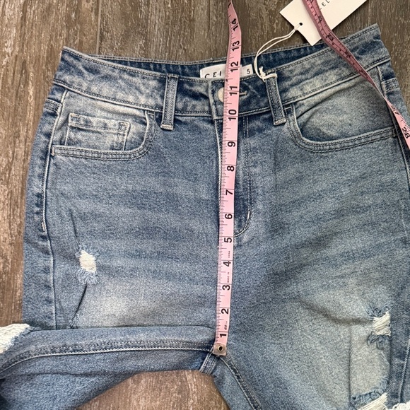 Cello Medium Blue Distressed High Rise straight Jeans - Picture 5 of 10